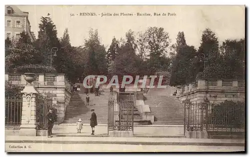 Ansichtskarte AK Rennes Jardin des Plantes Escalier Rue de Paris