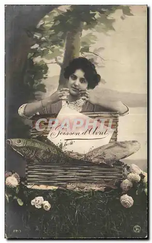 Cartes postales Fantaisie Femme 1er avril Paques