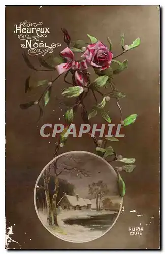 Cartes postales Fantaisie Fleurs Noel Rose