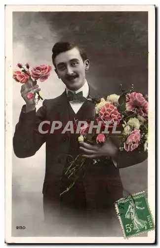 Cartes postales Fantaisie Homme Fleurs