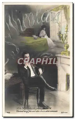 Cartes postales Fantaisie Homme a la cigarrette Tabac