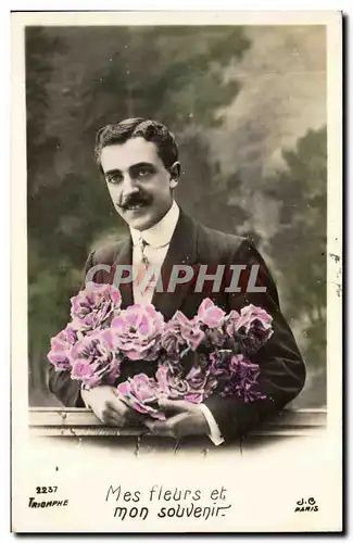 Cartes postales Fantaisie Homme Fleurs