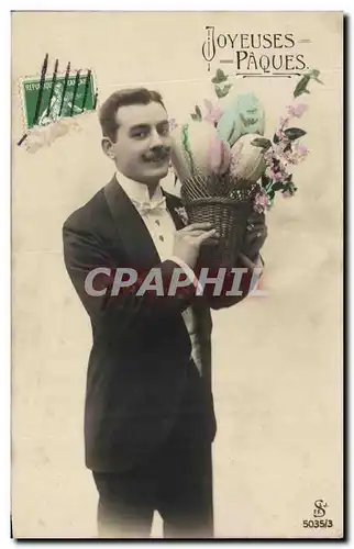 Cartes postales Fantaisie Homme oeufs Paques