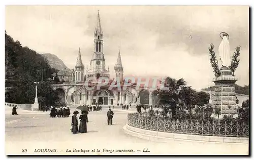 Cartes postales Lourdes La Basilique Et La Vierge Couronnee