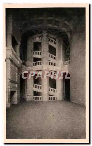 Cartes postales Chateau De Chambord Escalier a double revolution