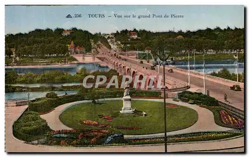 Ansichtskarte AK Tours Vue sur le grand Pont de pierre