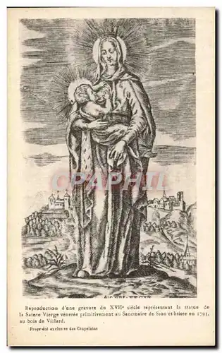 Ansichtskarte AK Reproduction D&#39une Gravure Du Siecle Represensant La Statue De La Sainte Vierge