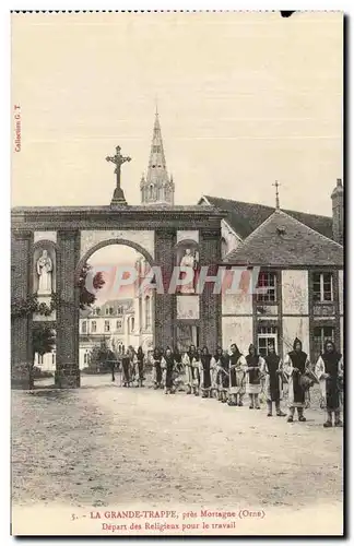 Cartes postales the Large Trap door Close Mortagne Departure Of the Monks For Work