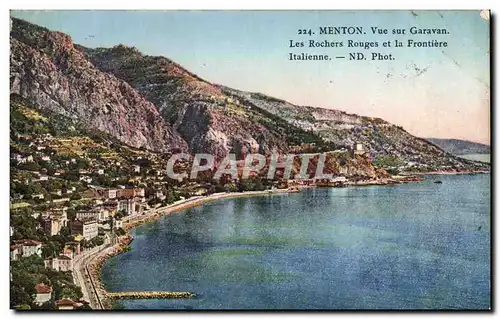 Cartes postales Menton Vue Sur Garavan Les Rochers Rouges Et La Frontiere Italienne