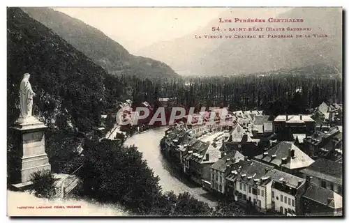 Ansichtskarte AK Les Pyrenees Cemtrales Saint Beat La Vierge Du Chateau Et Panorama De La Ville