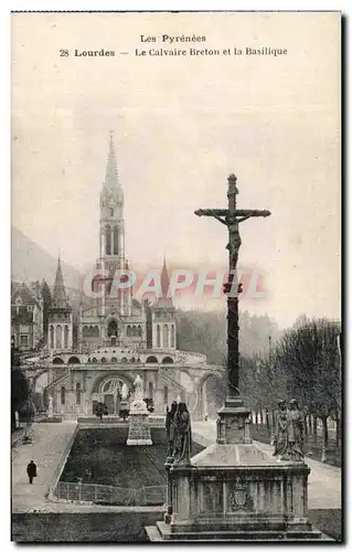 Ansichtskarte AK Lourdes Le Calvaire Breton Et La Basilique