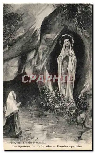 Ansichtskarte AK Lourdes Premiere Apparition