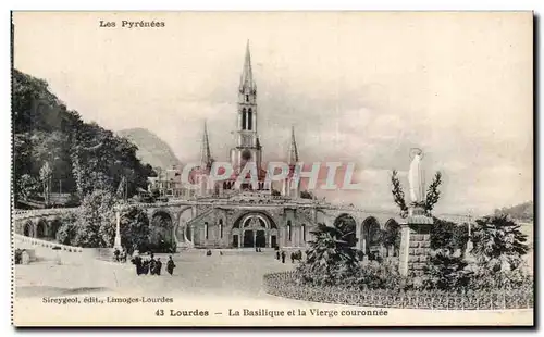 Cartes postales Lourdes La Basilique Et La Vierge Couronnee