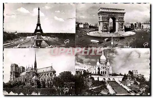 Ansichtskarte AK Paris Et Ses Merveilles la tour Eiffel Arc de Triomphe Notre Dame Sacre Coeur montmartre