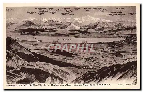 Cartes postales Mont Blanc de la Chaine des Alpes vus du Col de la Faucille