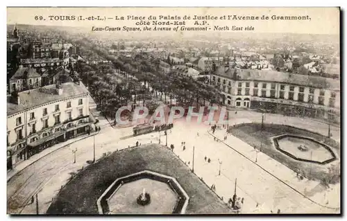 Cartes postales Tours La Place Du Palais De Justice Et L&#39avenue De Grammont