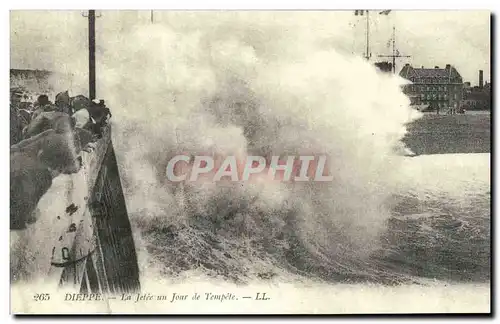 REPRO Dieppe La Jetee un Jour de Tempete