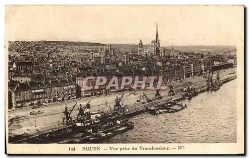 Cartes postales Rouen Vue Prise du Transbordeur Bateaux