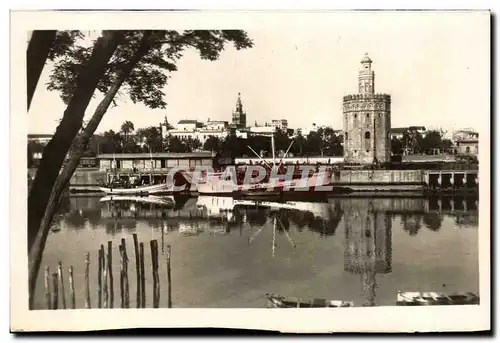 Cartes postales Sevilla Rio Guadalquivir Torre del Oro Bateau
