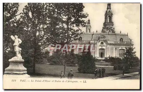 Ansichtskarte AK Pau Le Palais D&#39Hiver Et Statue De d&#39Artagnan Mousquetaire