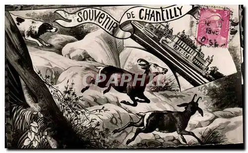 Ansichtskarte AK Souvenir De Chantilly Chasse Biches Chien