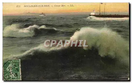 Cartes postales Boulogne Sur Mer Grosse Mer Bateau