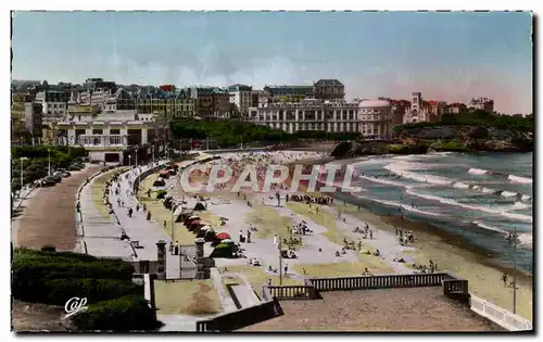 Ansichtskarte AK Biarrtz La Grande Plage vers le Casino Bellevue