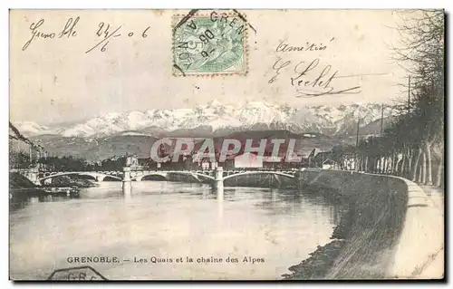 Cartes postales Grenoble Les Quais et la chaine des Alpes