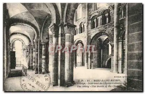 Cartes postales Mont Saint Michel Abbaye Interieur De L'eglise Romane