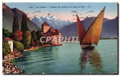 Cartes postales Lac Leman Chateau de Chillon et la Dent du Midi