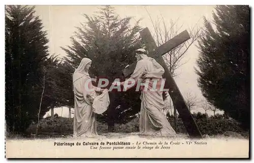 Cartes postales Peterinage Du Calvaire De Pontchateau Le Chemin de La Croix Une Femme Pieuse Essuie Le Visaye De