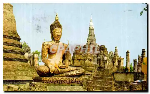 Moderne Karte Budha Image at Wat Mahathat The Sukhothai Province North Thailande