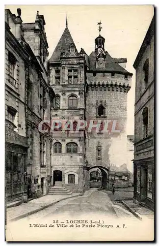 Ansichtskarte AK Loches L&#39Hotel de Ville et la Porte Picoys