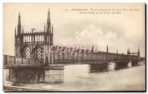 Cartes postales Strasbourg Pont du Chemin de fer sur le Rhin pres Kehl