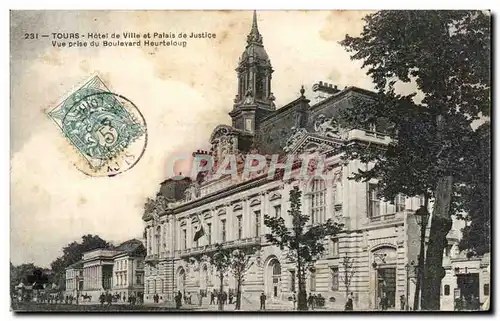 Cartes postales Tours Hotel de Ville et Palais de Justice Vue prise du Boulevard Heurteloup