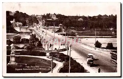 Cartes postales Tours Square Rabelais et pont Wilson