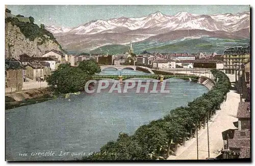 Ansichtskarte AK Grenoble Les quais et les Alpes