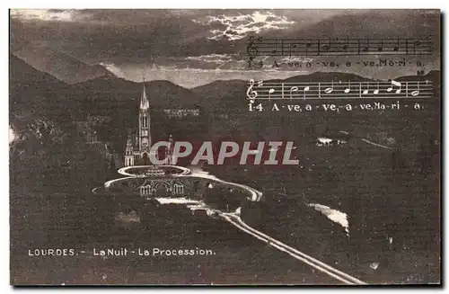 Cartes postales Lourdes La Nuit La Procession