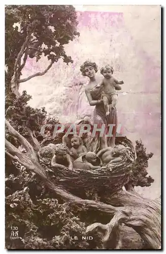 Cartes postales Le nid Enfants et femme