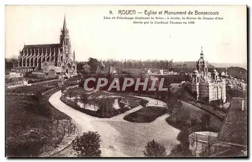 Cartes postales Rouen Eglise et Monument de Bonsecours