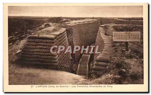 Cartes postales L&#39Artois Les Tranchees Allemandes de Vimy Militaria