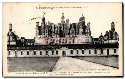 Cartes postales Chambord Le Chateau Facade Meridionaie