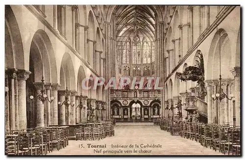 Cartes postales Tournai Interieur De La Cathedrale Nef Principale Vers le Choeur