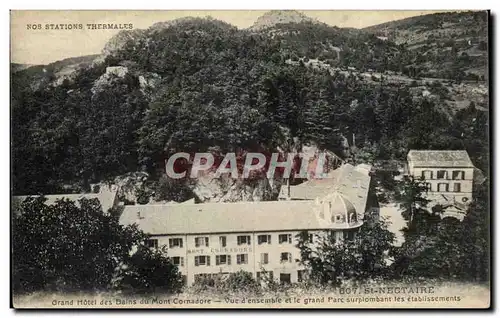 Cartes postales St Nectaire Grand Hotel des Bains du Mont Vue d&#39ensemble et le grand parc surplombant les eta