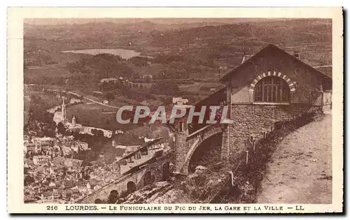 Cartes postales Lourdes Le Funiculaire Du Pic Du Jer la Gare Et la Ville