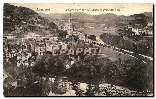 Cartes postales Lourdes Vue generale sur la Basilique prise du Fort