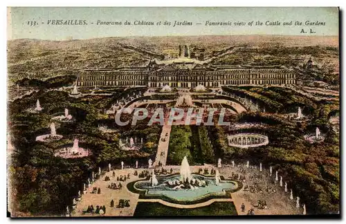 Cartes postales Versailles Panorama Du Chateau Et Des Jardins