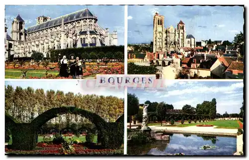 Cartes postales moderne Bourges La Cathedrale St Etienne La Cathdrale Le Jardin Des Pres Fichaux LEs Jardins Des Pree F