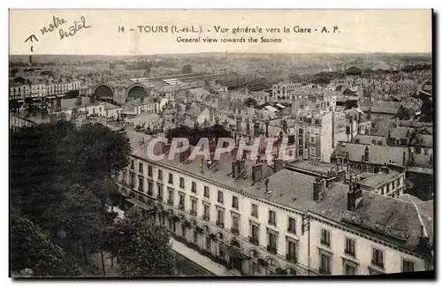 Cartes postales Tours Vue generale vers la Gare