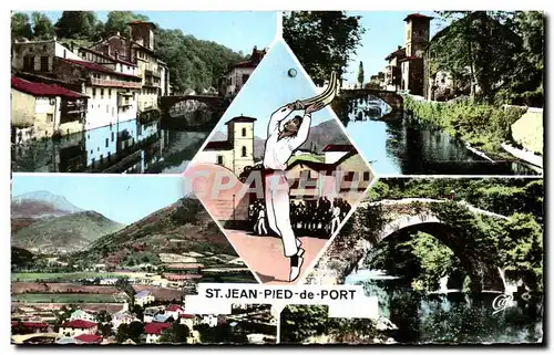 Cartes postales moderne Saint Jean Pied De Port Maisons basques La Nive Vue generale Pont romain d&#39Eyheraberry Pelot